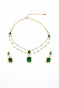 Emerald Grace Layered Necklace Set