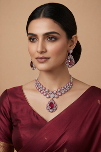 Royal Ruby Bloom Necklace Set