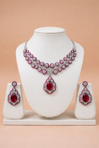 Royal Ruby Bloom Necklace Set