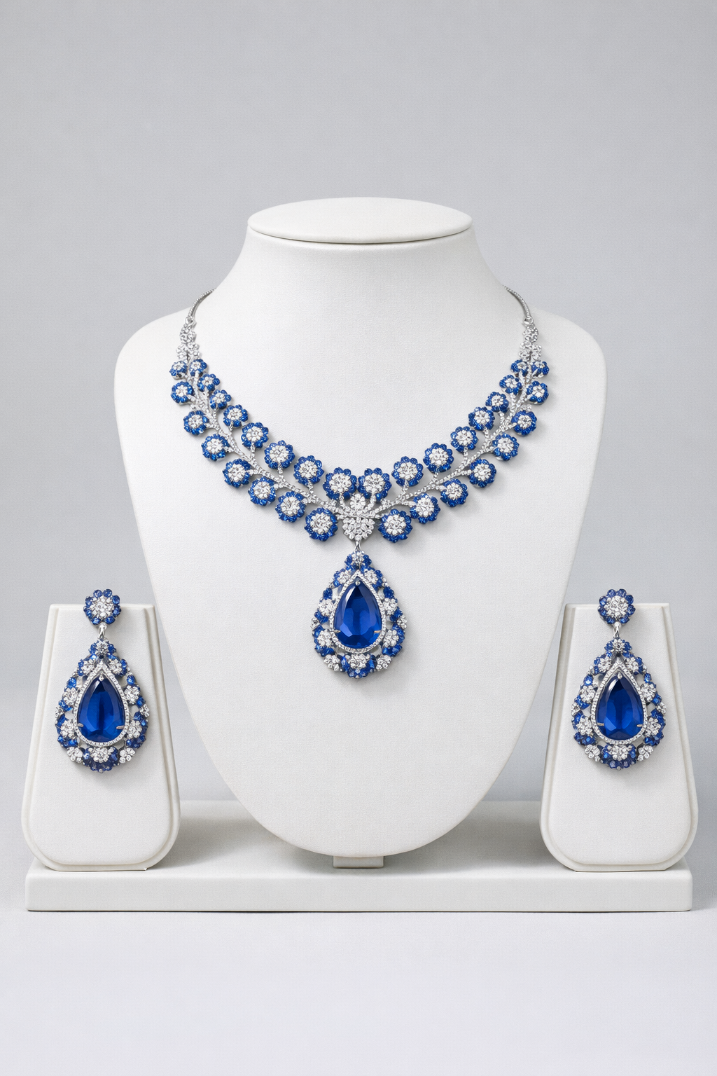Royal Sapphire Bloom Necklace Set