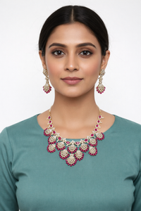 Royal Wine Floral Necklace Set