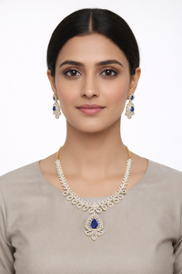 Sapphire Drop Necklace Set
