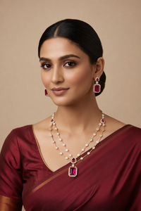 Ruby Radiance Layered Necklace Set