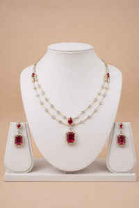 Ruby Radiance Layered Necklace Set