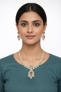 Royal Ruby Bloom Necklace Set