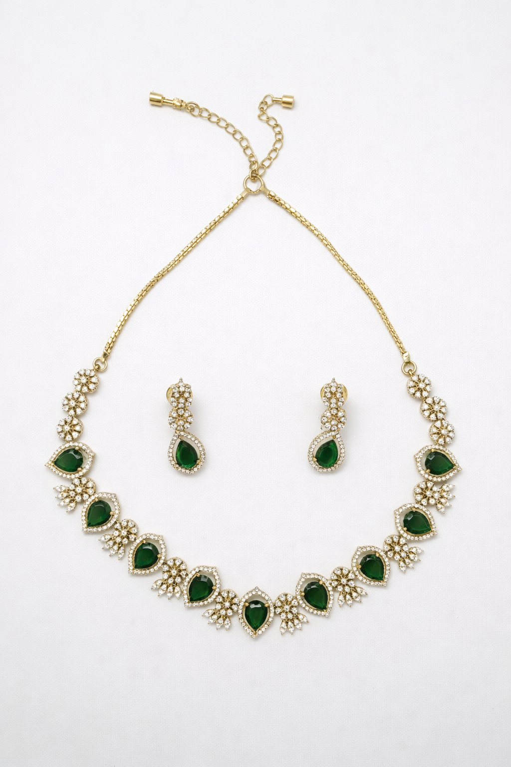 Emerald Grace Floral Necklace Set