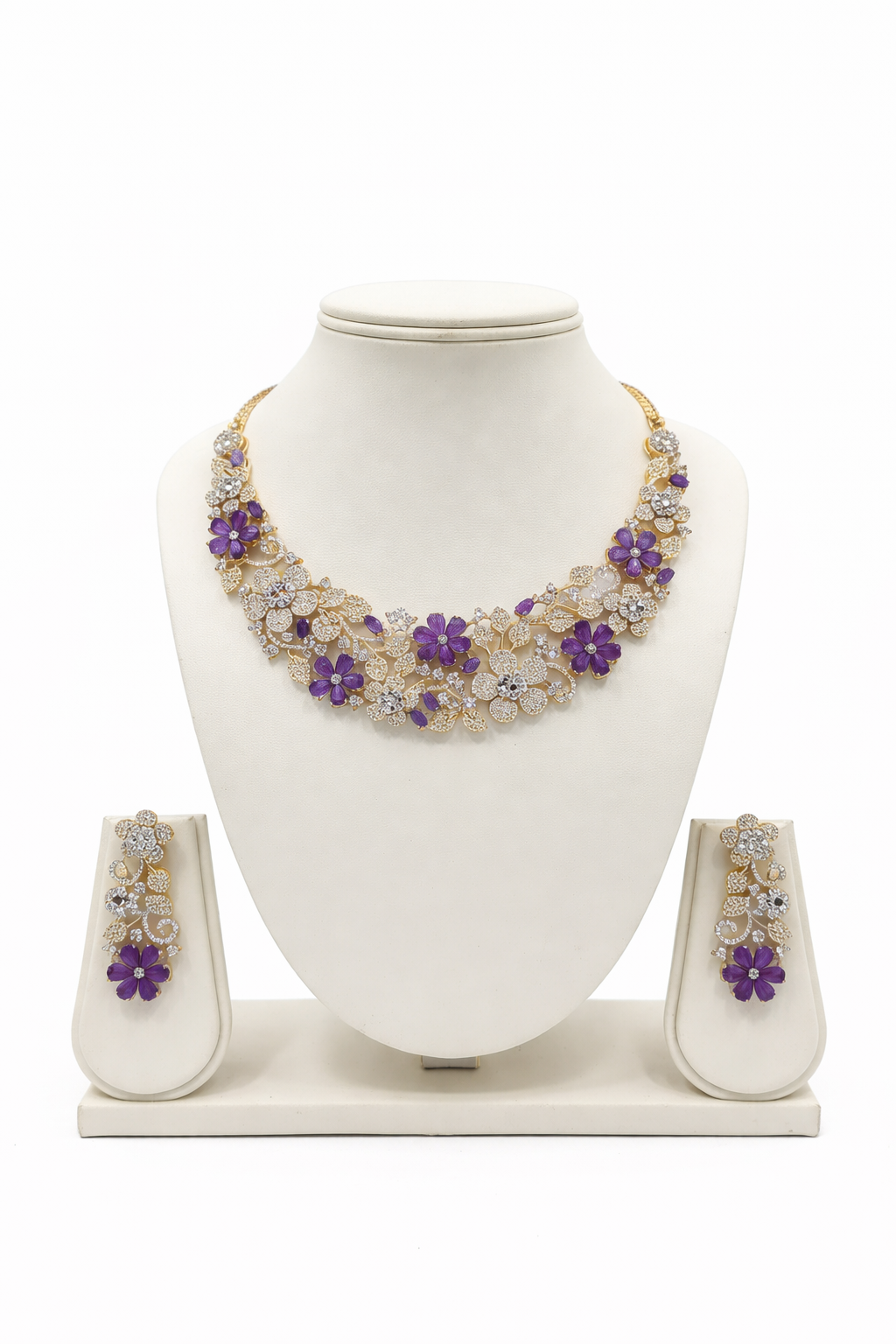 Amethyst Elegance Floral Necklace Set