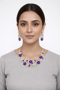 Amethyst Elegance Floral Necklace Set