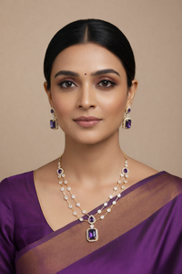 Amethyst Elegance Layered Necklace Set