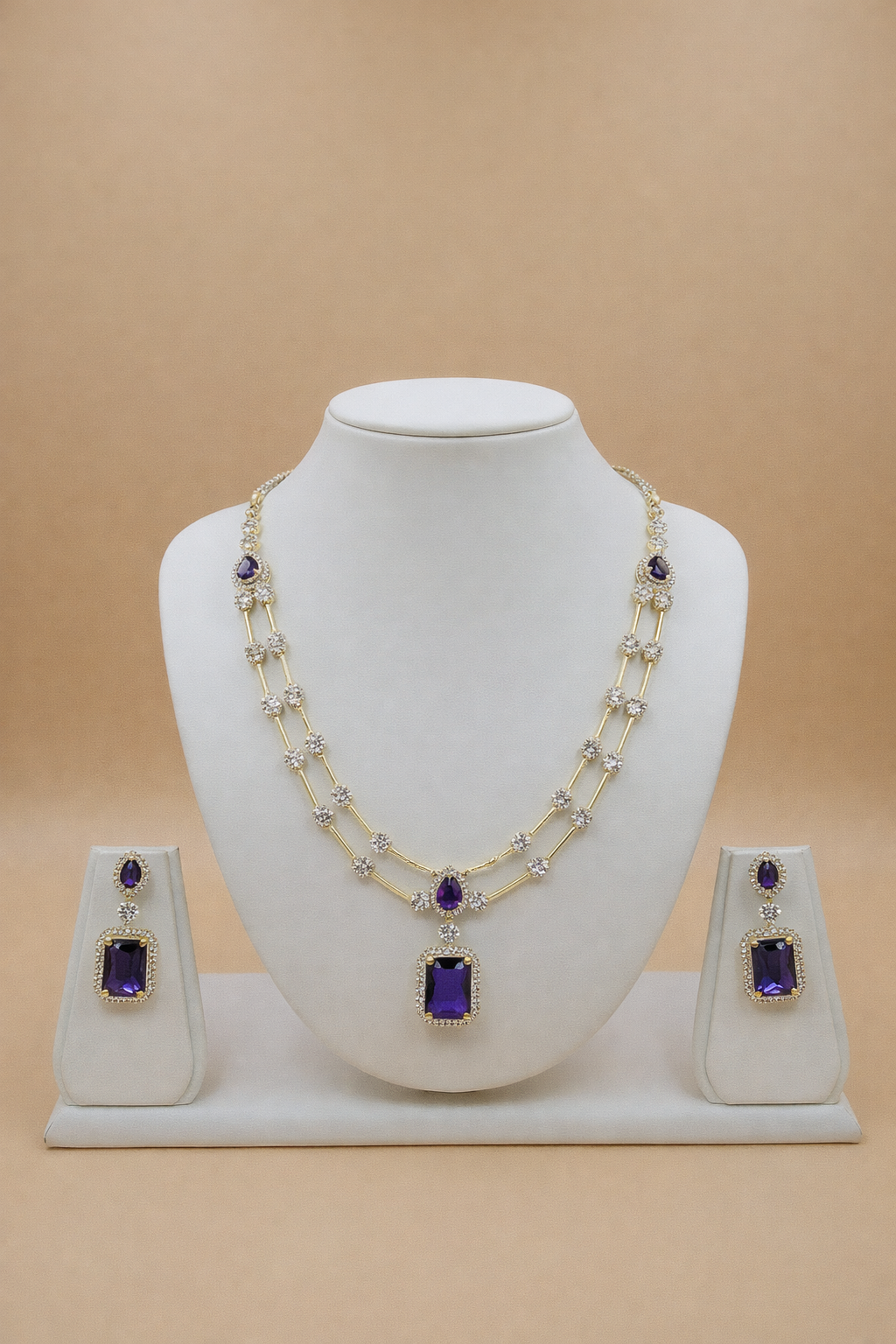 Amethyst Elegance Layered Necklace Set