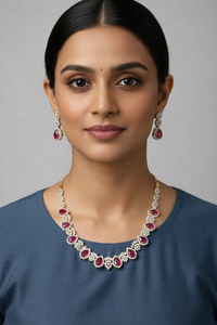 Royal Ruby Floral Necklace Set