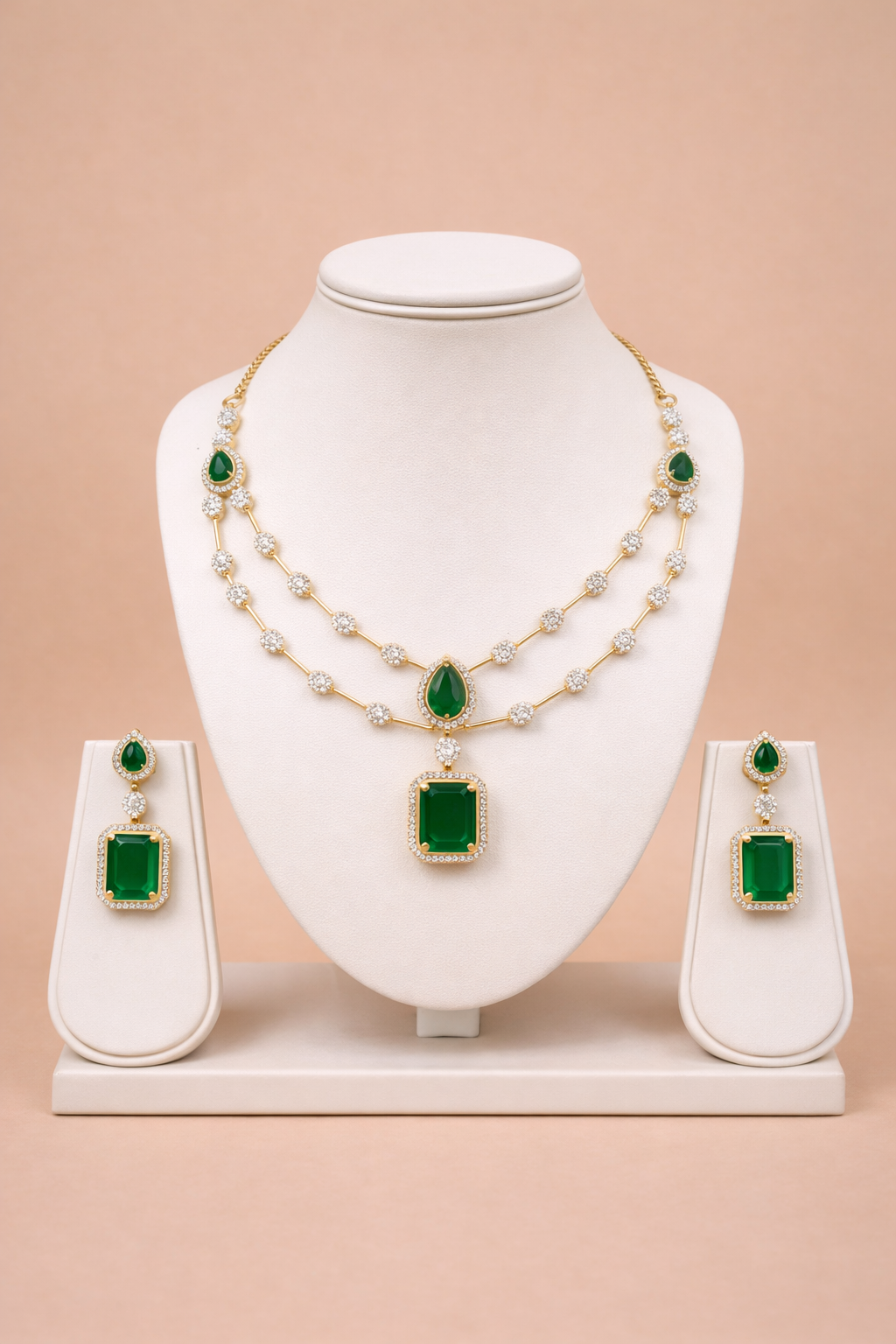 Emerald Grace Layered Necklace Set