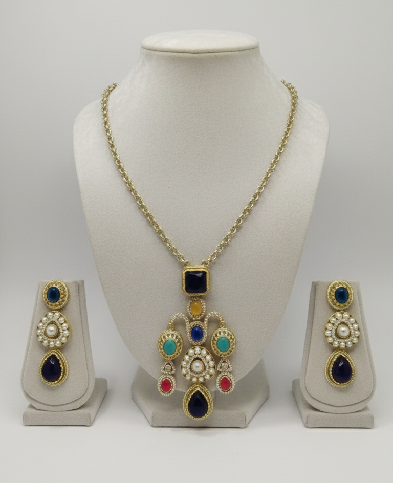 Multistone Pendant Chain Set