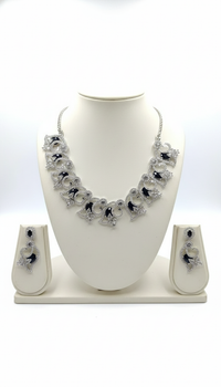 Silver Plated Eclipse Crystal Necklace Set