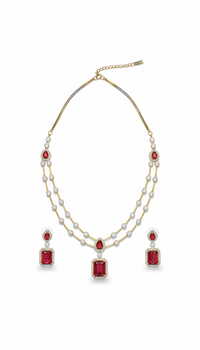 Ruby Radiance Layered Necklace Set