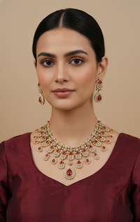 Ruby Kundan Bridal Necklace Set