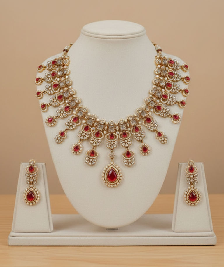 Ruby Kundan Bridal Necklace Set