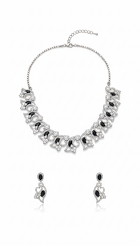 Silver Plated Eclipse Crystal Necklace Set