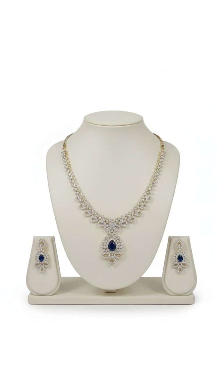 Sapphire Drop Necklace Set