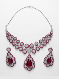 Royal Ruby Bloom Necklace Set