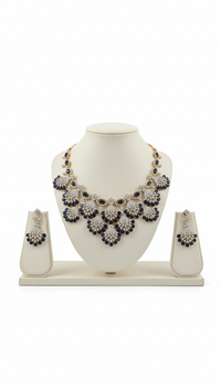 Royal Black Floral Necklace Set